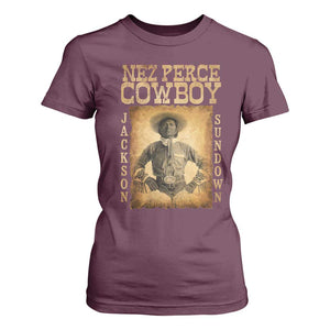 Nez Perce Cowboy Jackson Sundown T Shirt For Women Native American Cowboy Western Country TS11 Maroon Print Your Wear