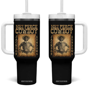 Nez Perce Cowboy Jackson Sundown Tumbler With Handle Native American Cowboy Western Country TS11 One Size: 40 oz Black Print Your Wear