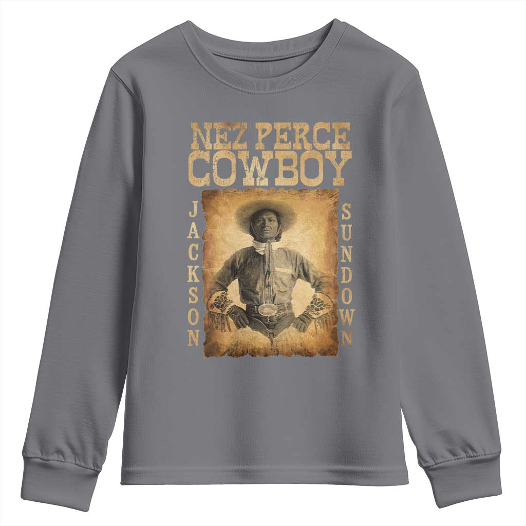 Nez Perce Cowboy Jackson Sundown Youth Sweatshirt Native American Cowboy Western Country TS11 Charcoal Print Your Wear