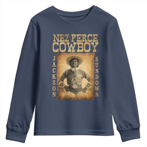 Nez Perce Cowboy Jackson Sundown Youth Sweatshirt Native American Cowboy Western Country TS11 Navy Print Your Wear