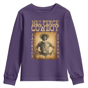 Nez Perce Cowboy Jackson Sundown Youth Sweatshirt Native American Cowboy Western Country TS11 Purple Print Your Wear