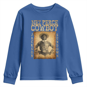 Nez Perce Cowboy Jackson Sundown Youth Sweatshirt Native American Cowboy Western Country TS11 Royal Blue Print Your Wear