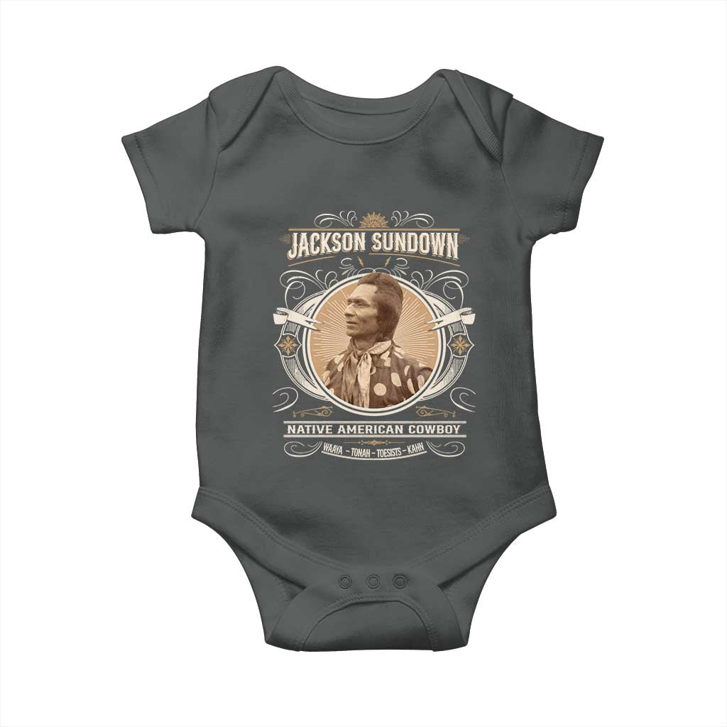 Jackson Sundown Baby Onesie Native American Cowboy Western Country TS11 Dark Heather Print Your Wear