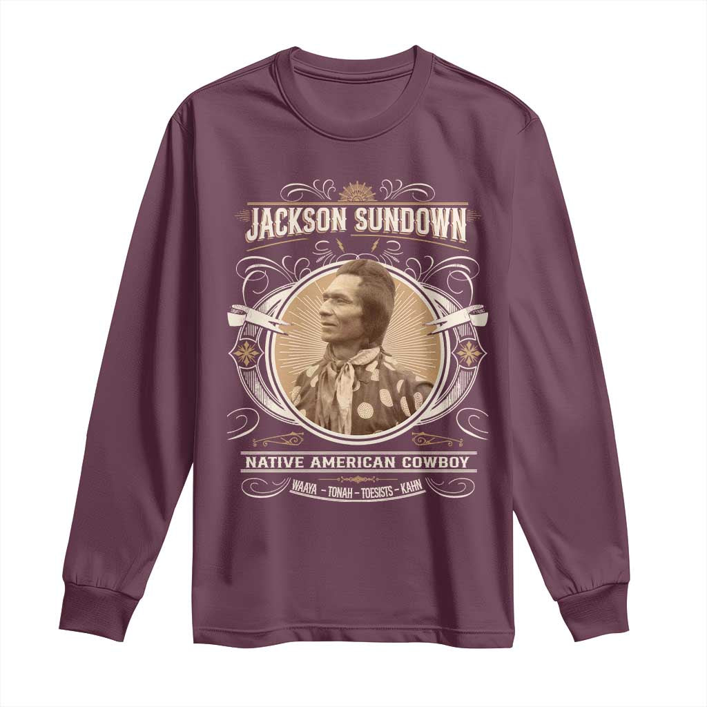 Jackson Sundown Long Sleeve Shirt Native American Cowboy Western Country TS11 Maroon Print Your Wear