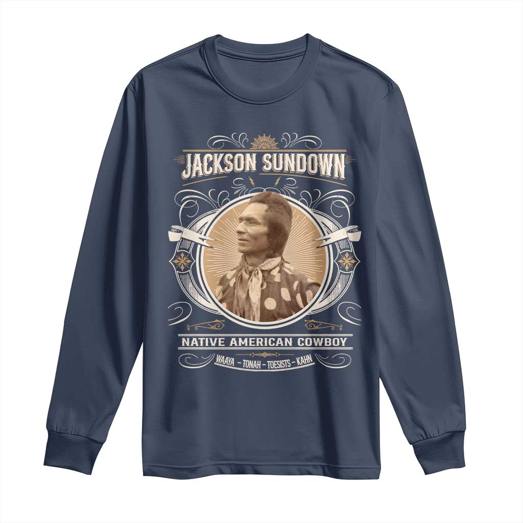 Jackson Sundown Long Sleeve Shirt Native American Cowboy Western Country TS11 Navy Print Your Wear