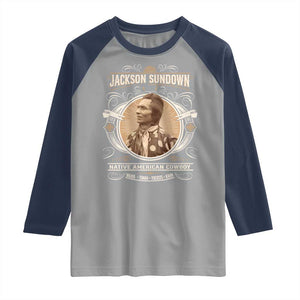 Jackson Sundown Raglan Shirt Native American Cowboy Western Country TS11 Sport Gray Navy Print Your Wear
