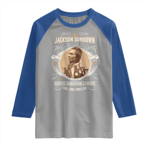 Jackson Sundown Raglan Shirt Native American Cowboy Western Country TS11 Sport Gray Royal Print Your Wear