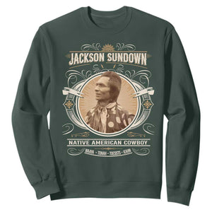 Jackson Sundown Sweatshirt Native American Cowboy Western Country TS11 Dark Forest Green Print Your Wear