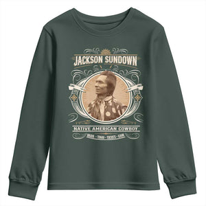 Jackson Sundown Youth Sweatshirt Native American Cowboy Western Country TS11 Dark Forest Green Print Your Wear
