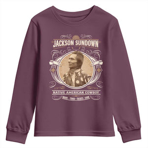 Jackson Sundown Youth Sweatshirt Native American Cowboy Western Country TS11 Maroon Print Your Wear