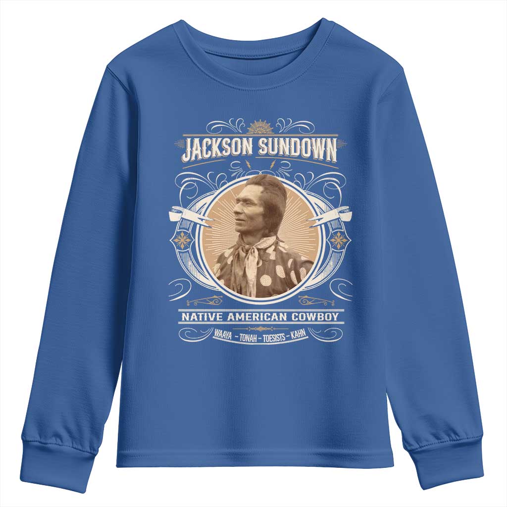Jackson Sundown Youth Sweatshirt Native American Cowboy Western Country TS11 Royal Blue Print Your Wear