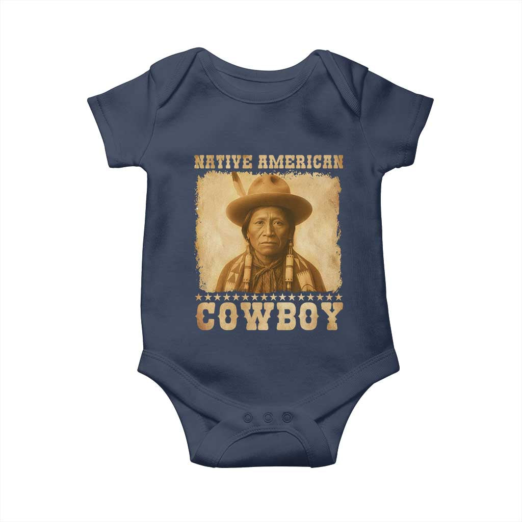 Native American Cowboy Baby Onesie Vintage Western Country Portrait TS11 Navy Print Your Wear