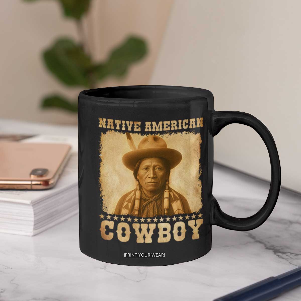 Native American Cowboy Coffee Mug Vintage Western Country Portrait TS11 Print Your Wear