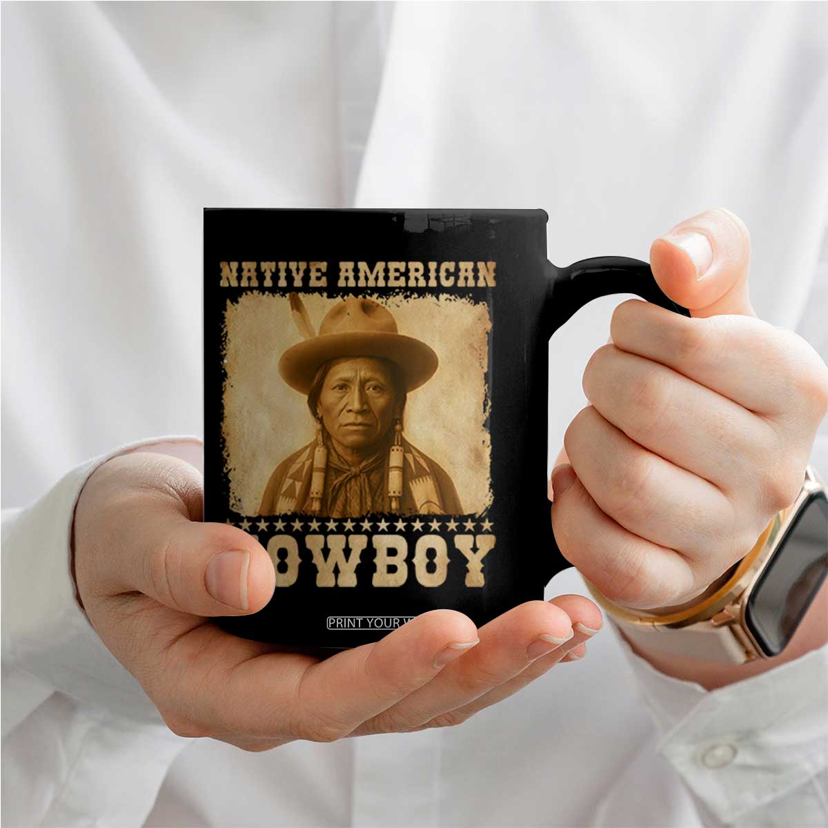 Native American Cowboy Coffee Mug Vintage Western Country Portrait TS11 Print Your Wear
