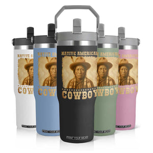 Native American Cowboy Flip Straw Tumbler Vintage Western Country Portrait TS11 Print Your Wear
