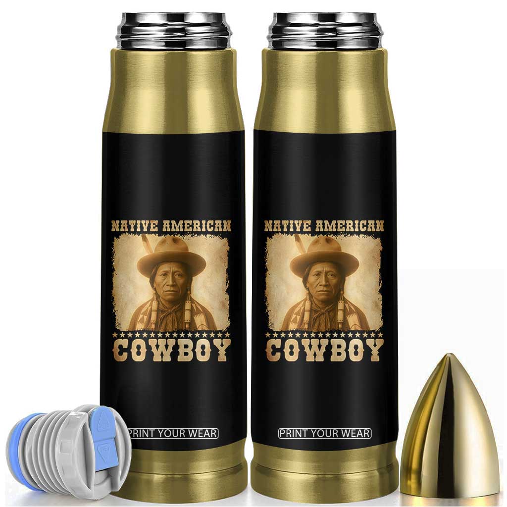 Native American Cowboy Bullet Tumbler Vintage Western Country Portrait TS11 Black Print Your Wear
