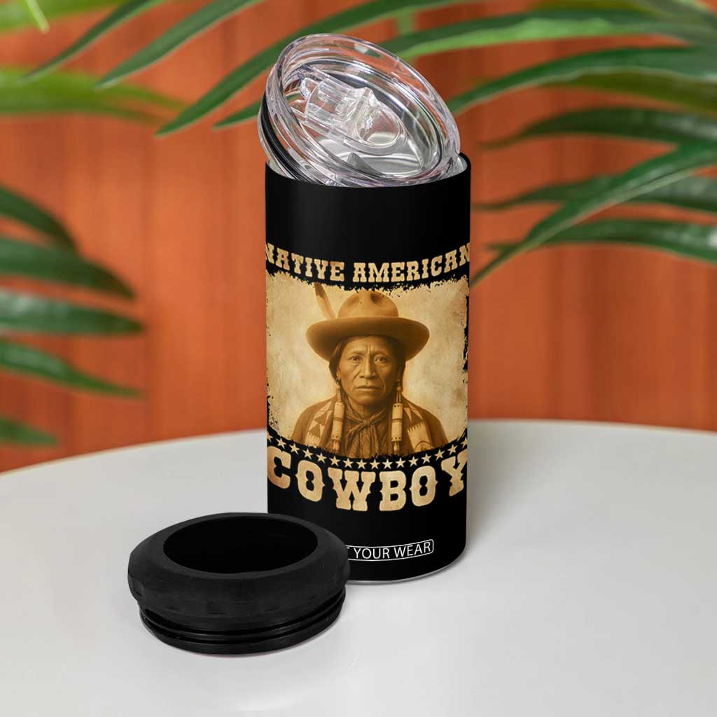 Native American Cowboy 4 in 1 Can Cooler Tumbler Vintage Western Country Portrait TS11 Print Your Wear