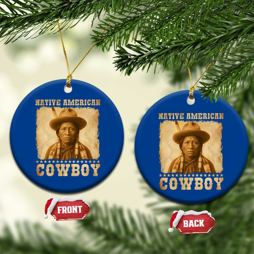 Native American Cowboy Ceramic Ornament Vintage Western Country Portrait