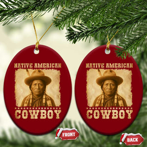 Native American Cowboy Ceramic Ornament Vintage Western Country Portrait