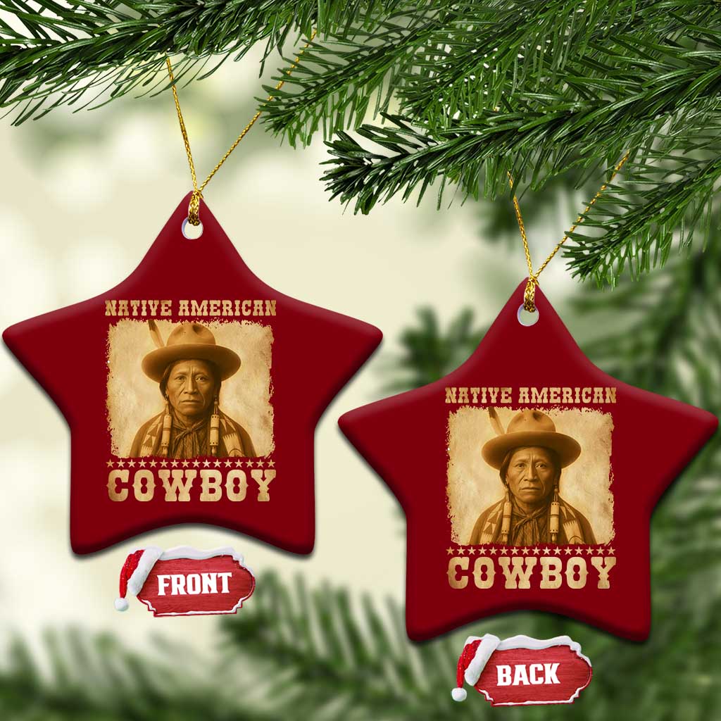 Native American Cowboy Ceramic Ornament Vintage Western Country Portrait