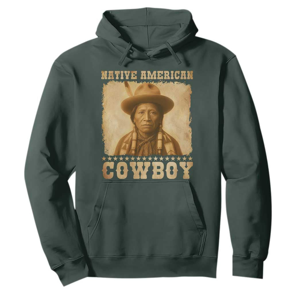 Native American Cowboy Hoodie Vintage Western Country Portrait TS11 Dark Forest Green Print Your Wear