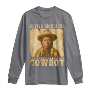 Native American Cowboy Long Sleeve Shirt Vintage Western Country Portrait TS11 Charcoal Print Your Wear