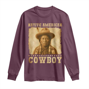 Native American Cowboy Long Sleeve Shirt Vintage Western Country Portrait TS11 Maroon Print Your Wear