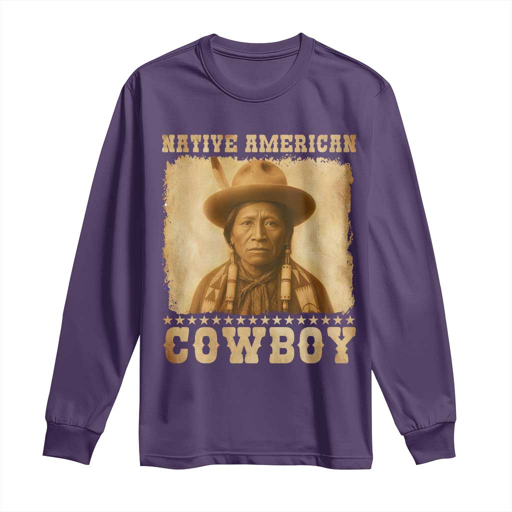 Native American Cowboy Long Sleeve Shirt Vintage Western Country Portrait TS11 Purple Print Your Wear