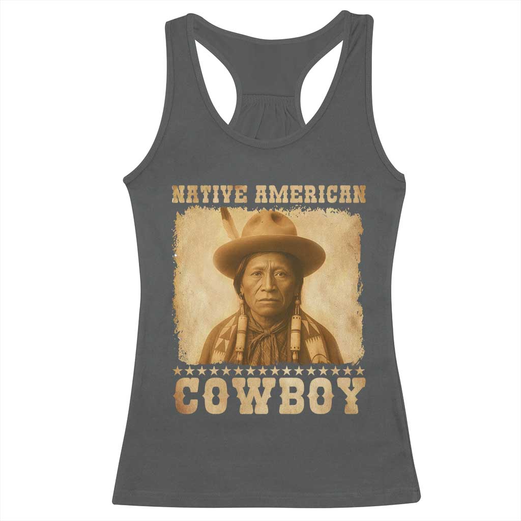 Native American Cowboy Racerback Tank Top Vintage Western Country Portrait TS11 Dark Heather Print Your Wear