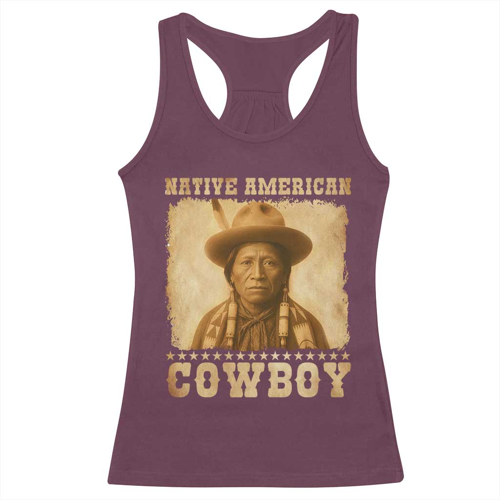 Native American Cowboy Racerback Tank Top Vintage Western Country Portrait TS11 Maroon Print Your Wear