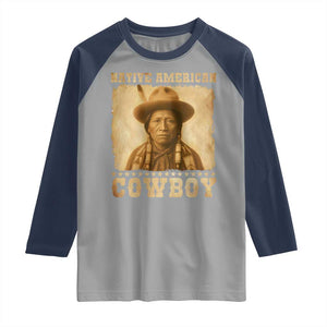 Native American Cowboy Raglan Shirt Vintage Western Country Portrait TS11 Sport Gray Navy Print Your Wear