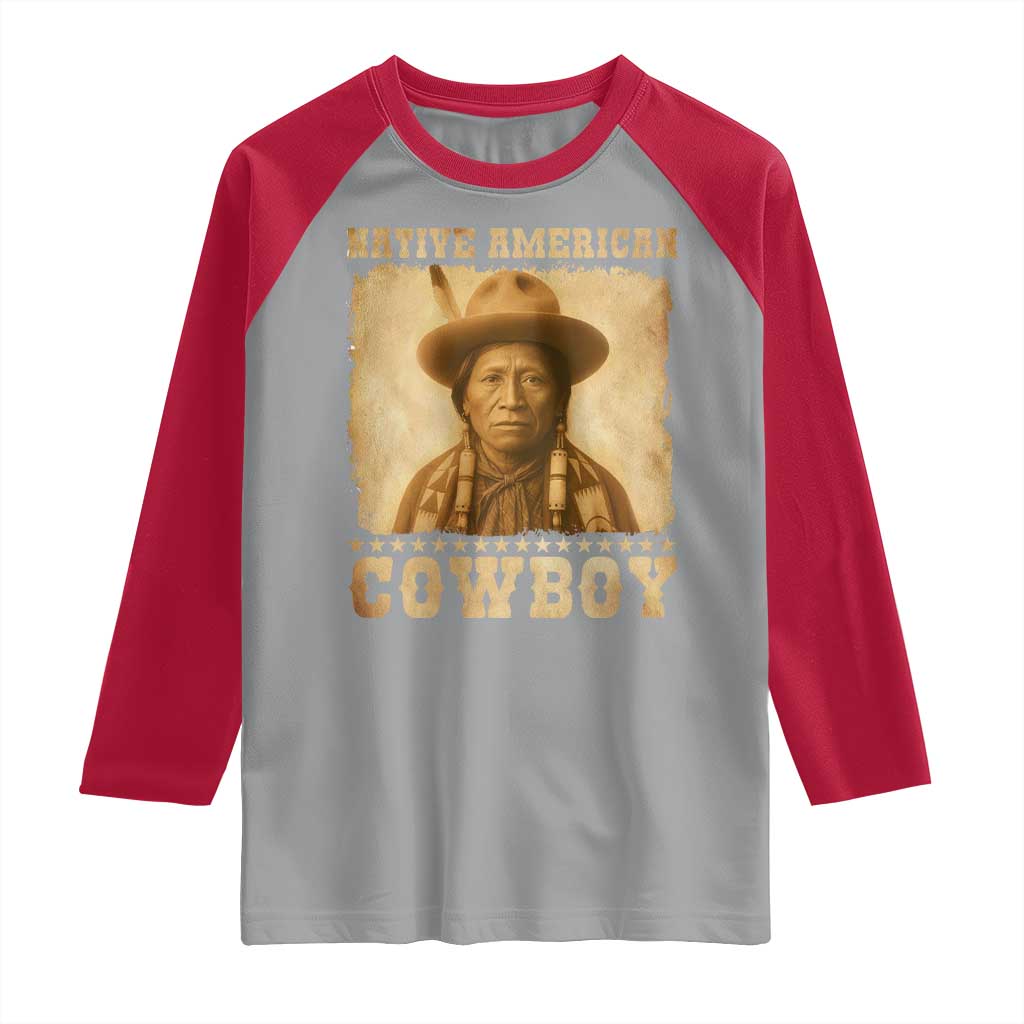 Native American Cowboy Raglan Shirt Vintage Western Country Portrait TS11 Sport Gray Red Print Your Wear