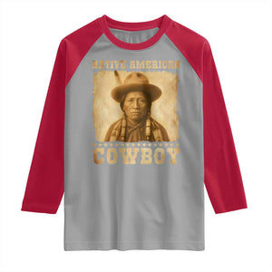 Native American Cowboy Raglan Shirt Vintage Western Country Portrait TS11 Sport Gray Red Print Your Wear