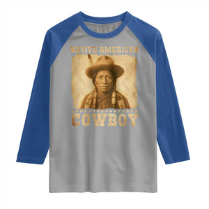 Native American Cowboy Raglan Shirt Vintage Western Country Portrait TS11 Sport Gray Royal Print Your Wear