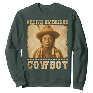 Native American Cowboy Sweatshirt Vintage Western Country Portrait TS11 Dark Forest Green Print Your Wear