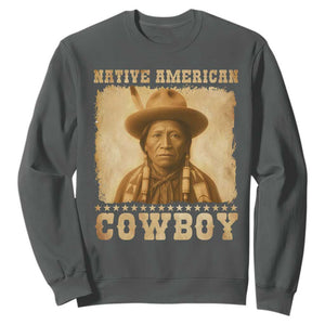Native American Cowboy Sweatshirt Vintage Western Country Portrait TS11 Dark Heather Print Your Wear