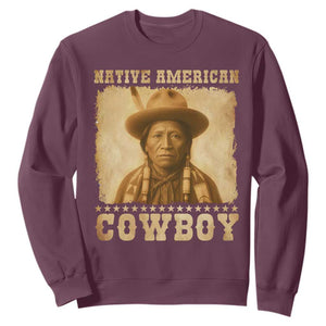 Native American Cowboy Sweatshirt Vintage Western Country Portrait TS11 Maroon Print Your Wear
