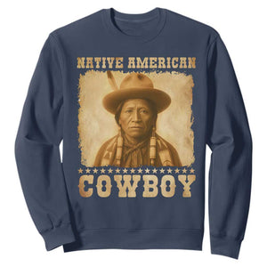 Native American Cowboy Sweatshirt Vintage Western Country Portrait TS11 Navy Print Your Wear