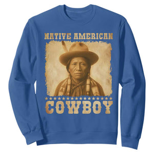 Native American Cowboy Sweatshirt Vintage Western Country Portrait TS11 Royal Blue Print Your Wear