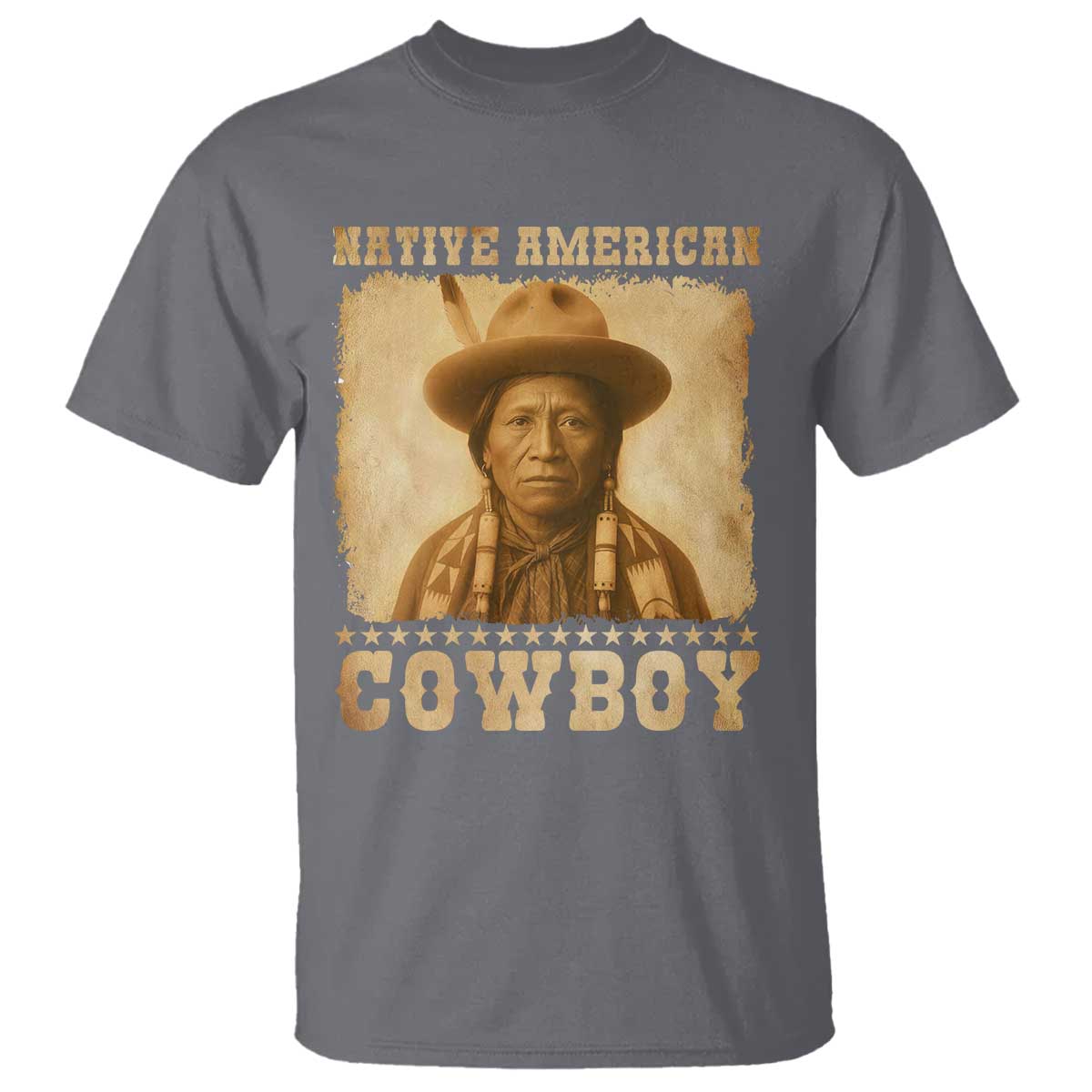Native American Cowboy T Shirt Vintage Western Country Portrait TS11 Charcoal Print Your Wear