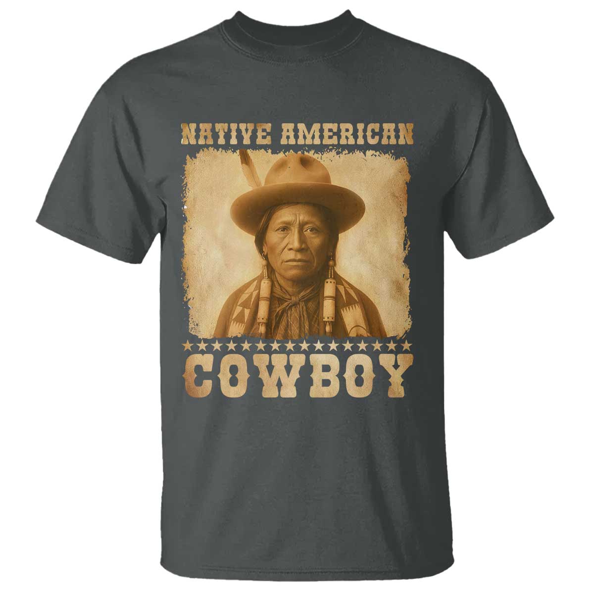 Native American Cowboy T Shirt Vintage Western Country Portrait TS11 Dark Heather Print Your Wear