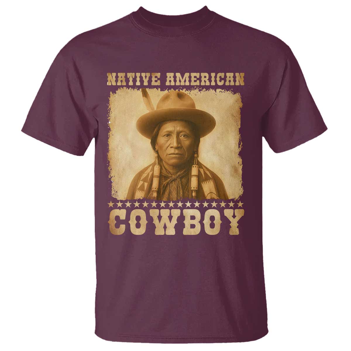 Native American Cowboy T Shirt Vintage Western Country Portrait TS11 Maroon Print Your Wear