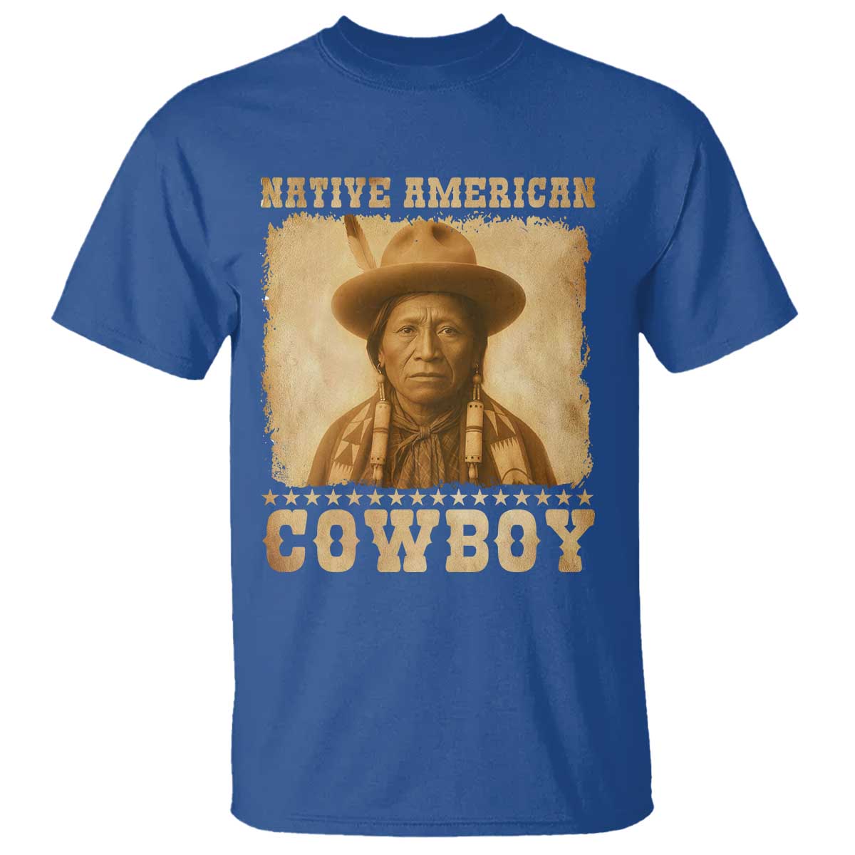 Native American Cowboy T Shirt Vintage Western Country Portrait TS11 Royal Blue Print Your Wear