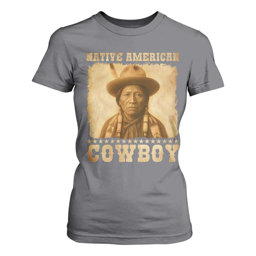 Native American Cowboy T Shirt For Women Vintage Western Country Portrait TS11 Charcoal Print Your Wear