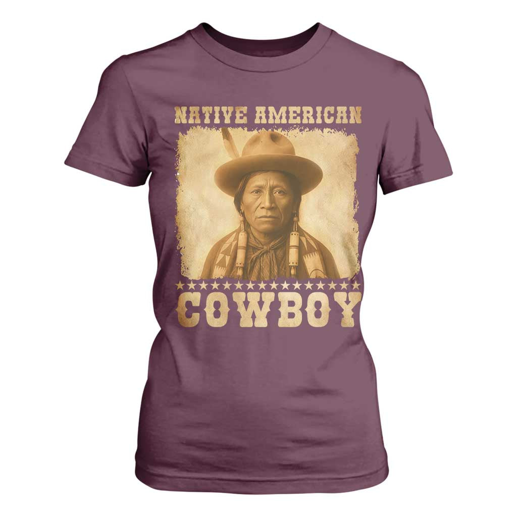 Native American Cowboy T Shirt For Women Vintage Western Country Portrait TS11 Maroon Print Your Wear