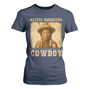 Native American Cowboy T Shirt For Women Vintage Western Country Portrait TS11 Navy Print Your Wear