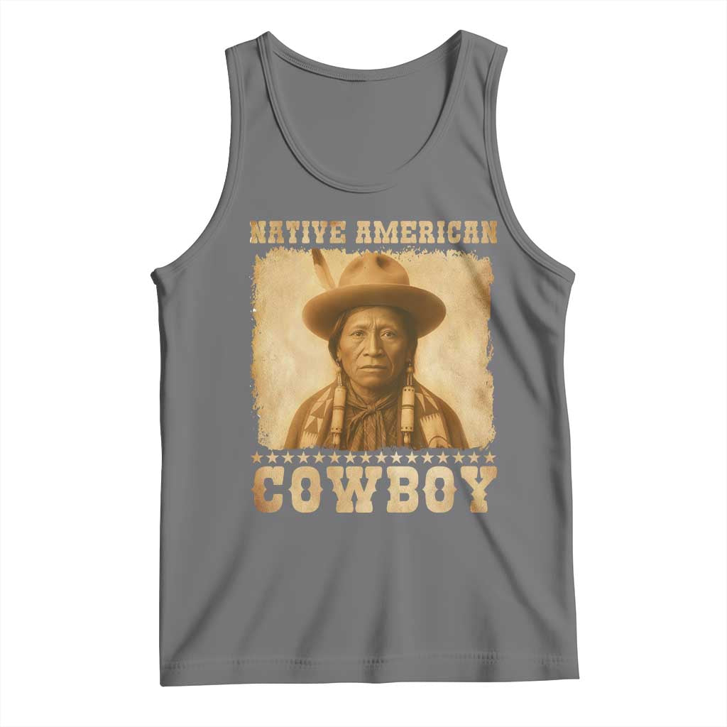 Native American Cowboy Tank Top Vintage Western Country Portrait TS11 Black Heather Print Your Wear