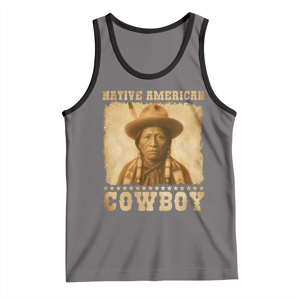 Native American Cowboy Tank Top Vintage Western Country Portrait TS11 Deep Heather Black Print Your Wear
