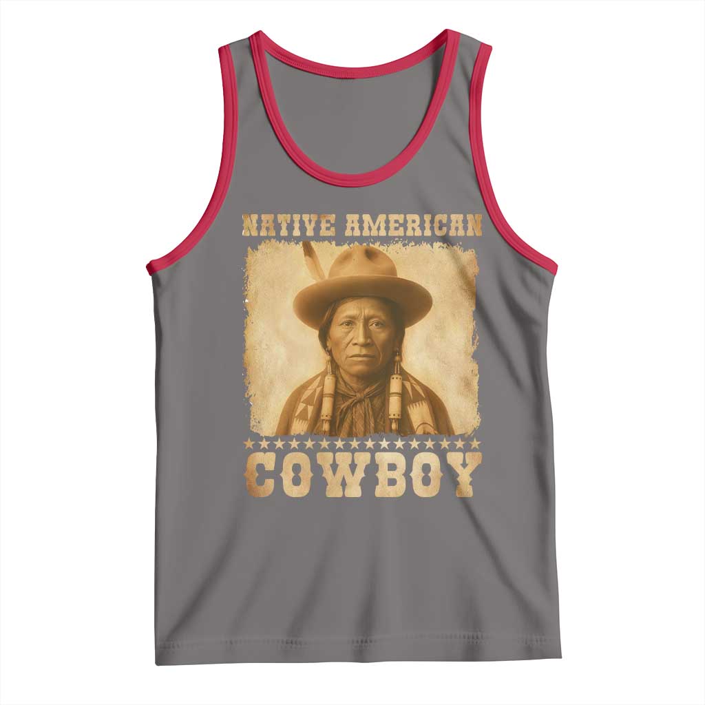 Native American Cowboy Tank Top Vintage Western Country Portrait TS11 Deep Heather Red Print Your Wear