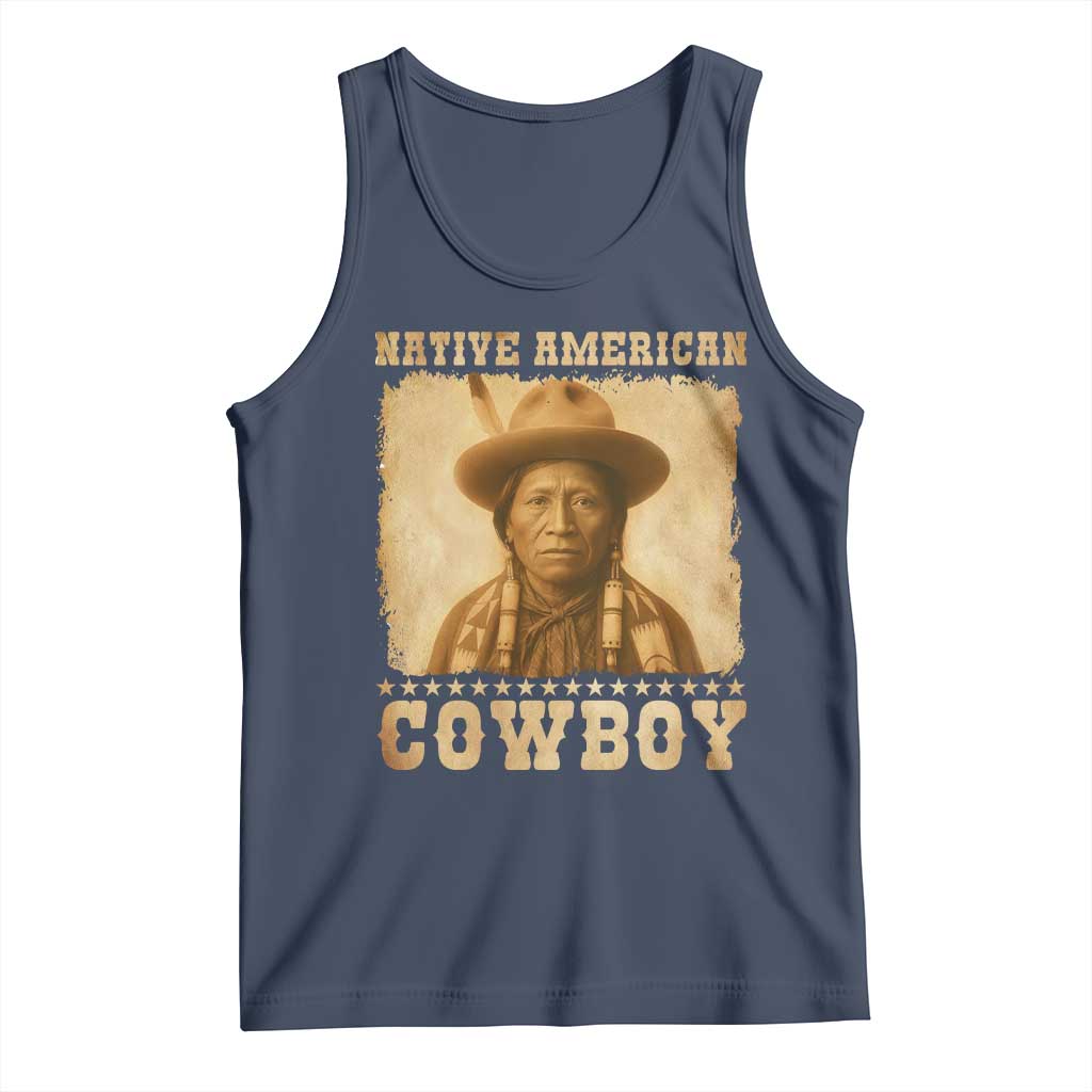 Native American Cowboy Tank Top Vintage Western Country Portrait TS11 Navy Print Your Wear